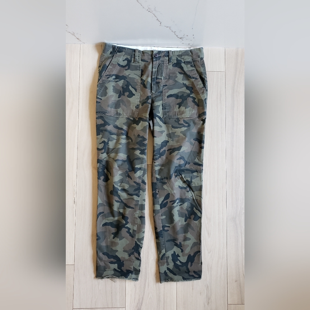 GAP Pants Womens 4 Green Camo Girlfriend Chino Utility Cargo Boho Hem